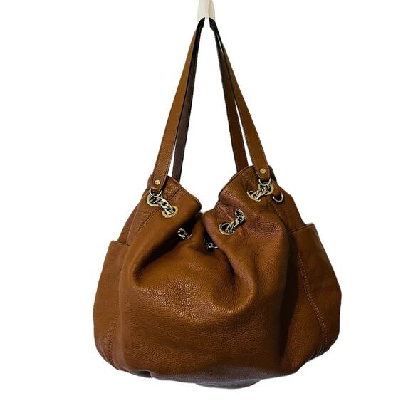 Michael Michael Kors brown leather chain shoulder bucket purse - Picture 1 of 6